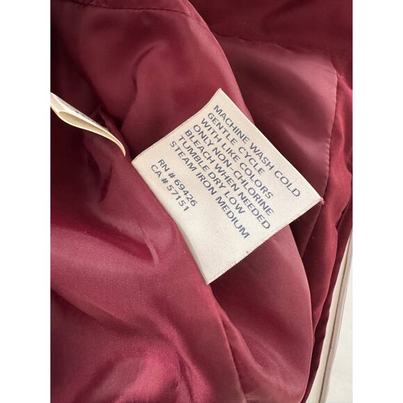 G.H. Bass Small Quilted Snap Front Vest 100% Polyester Maroon Red - Picture 6 of 8